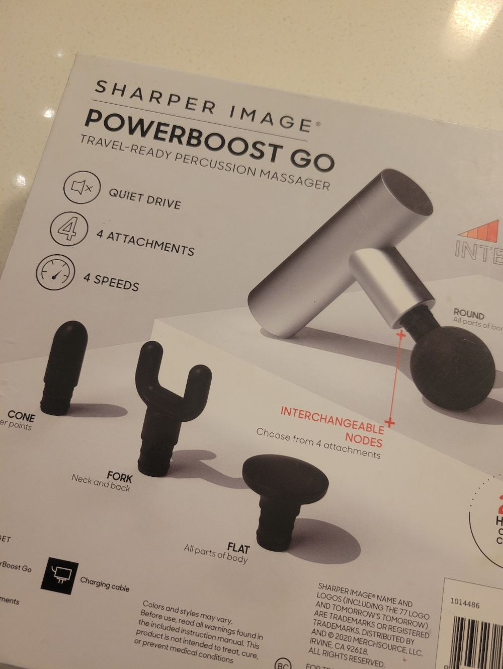 Sharper Image PowerBoost Go Percussion Massager - Silver & Black